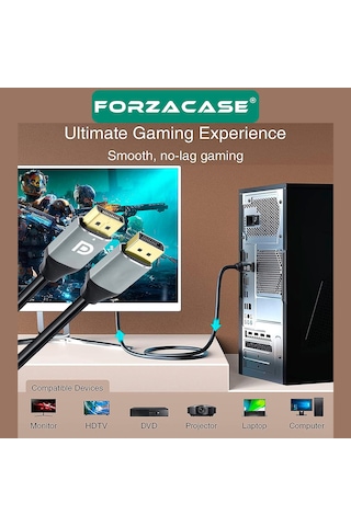Forzacase Fc749 8k 60hz / 4k 144hz Görüntü Aktarıcı Kablo Dp To Dp 1.5m