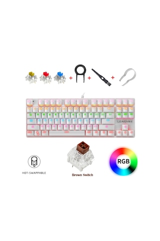 K550 Mekanik Oyuncu Klavyesi -değiştirilebilir Switch- Rainbow Rgb Aydınlatma-87 Tuş - Brown Switch