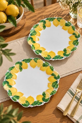 Lucky Art Limora Melamin 30 Cm 2'li Tabak Seti Dıo35001 Sarı