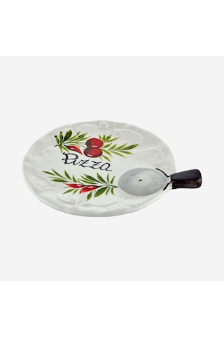 Beyaz Seramik Pizza Tabağı 22 Cm