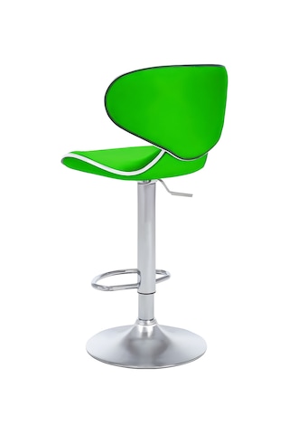 Bürocci Zen Bar Taburesi - Yeşil Modern Deri Metal Ataklı Yüksek Tezgah Sandalyesi - 9549s0513 Yeşil