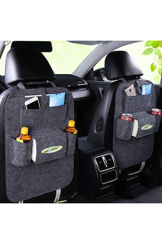 Shineyee Araba Koltuk Arka Yüksek Kaliteli Feltli Çantası - Çok Amaçlı Depolama, Mendil Kutusu, Çeşitli Eşyalar İçin Konforlu Organizer - Koyu Gri