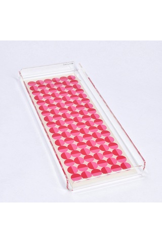 Vals Pleksi Renkli Pembe Tepsi 40x17 Cm Çok Renkli