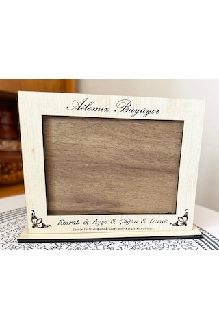 10x15, 13x18, 15x21 Ebatında Kişiye Özel Kişiselleştirilebilir Üzerinde İsim Yazılı Ahşap Fotoğraf Çerçevesi - Yatay