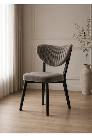 Teknor 4 Adet Elma Sandalye Modern Kadife Kapitone Sırtlı Mutfak Yemek Odası Balkon Kafe Sandalyesi 85 Cm Kahverengi