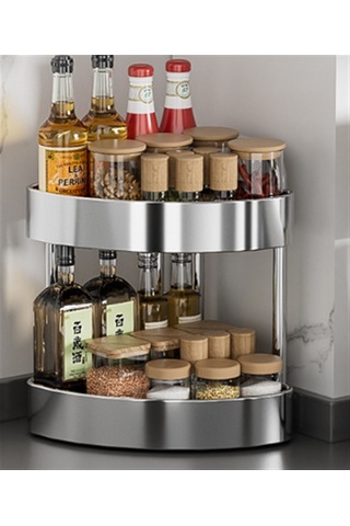 Çift Üçgen Raf - Kalınlaştırılmış Paslanmaz Çelik Mutfak Baharat