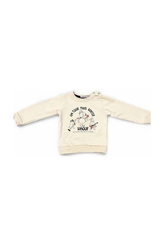 Cantoy Erkek Bebek Winter Yazılı Pamuklu Sweatshirt-14658 Gri