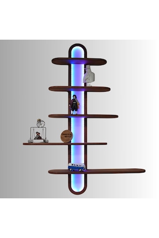 Duvar Rafı Led Li Kahverengi