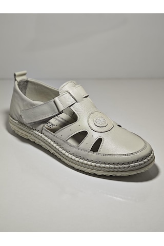 Voyager Z520 Kadın Günlük Deri Comfort Sandalet Krem