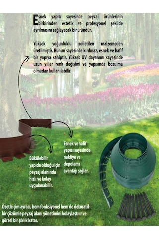 Çim Ayırıcı 25 M Yüksek Kalite Çim Ayracı Çim Ayırıcı Yeşil