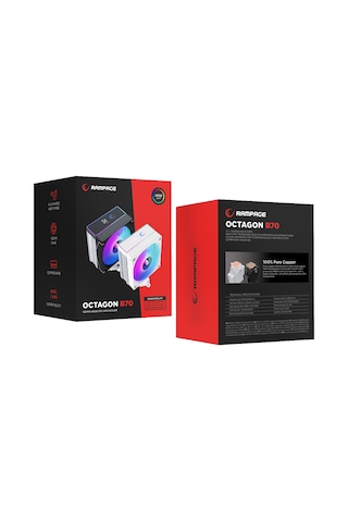 Rampage Octagon B70 Beyaz 12cm Argb Sicaklik Göstergeli Kule Tipi Hava Sogutucu