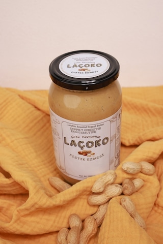 Laçoko İsme Özel Şekersiz Glutensiz Vegan Doğal Çifte Kavrulmuş Yer Fıstığı Ezmesi 2 x 1 KG