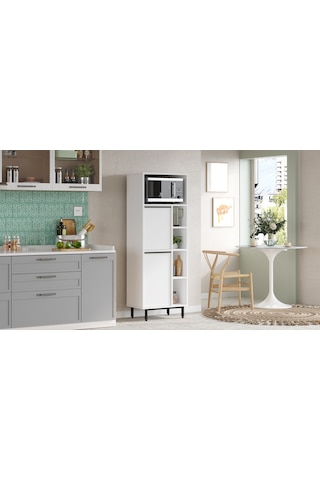 Robin Home Lidya Mutfak Kiler Dolabı Mikrodalga 2 Kapaklı Raflı M