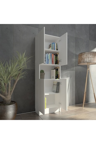 Kuta Flat56 Kitaplık 4 Kapaklı Kütüphane Çok Amaçlı Dolap (498407568)