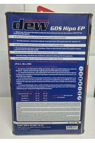 Dew Gos Hipo Ep 80W-90 GL-5 Şanzıman Yağı 16 L Teneke