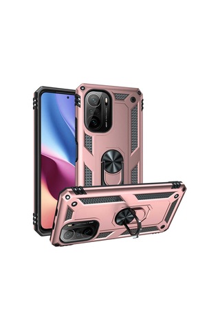Xiaomi Redmi K40 Kılıf Zore Vega Yüzüklü Standlı Zırh Kılıf