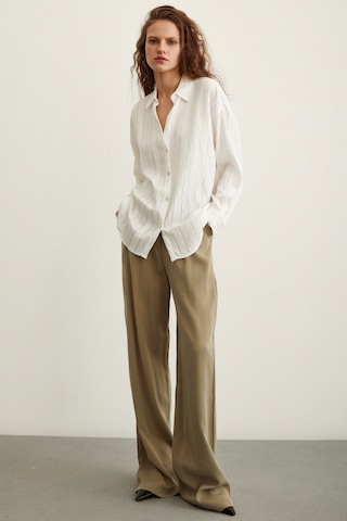 Never More Dokulu Çizgili Gömlek Beyaz