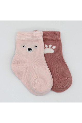 Bistyle Bear Penye Soket Çorap 2'li Bs10116 Pembe Pembe