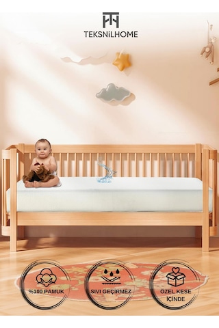 %100 Pamuk Sıvı Geçirmez Bebek Yatak Koruyucu Alez Beşik Kreş Yatak Koruyucu Alezi Full Kenar Çarşaf