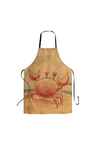 Fastbuy Ayarlanabilir Boyunlu Önlük, Konforlu Ev Stilinde Turuncu Yengeç Desen Diğer