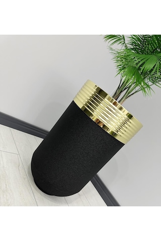 Elegant Dekoratif Gold Darbuka Siyah Saksı 60cm