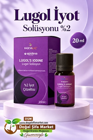 İyot Lugol Damlası %2 Alkolsüz İçilebilir - Sürülebilir - Helal Belgeli