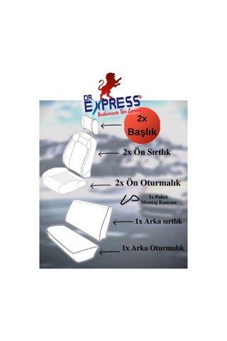 Oto Koltuk Kılıfı Tam Set Üniversal Krem Renk 8 Parça
