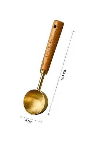 30 Ml Ahşap Saplı Gold Kahve Ölçü Kaşığı Paslanmaz Çelik Kahve Çay Mama Ölçme Kaşığı Altın