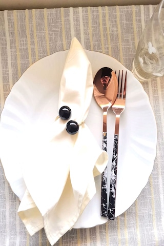 6 Adet Black Pearl Gold Metal Halkalı Peçete Yüzüğü