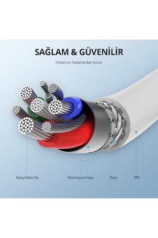 Ugreen 10493 Type-C To Lightning 3A Pd Mfi Hızlı Şarj Kablosu Beyaz 1 M