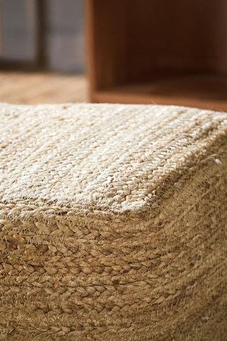 Digithome Dekoratif Kare Naturel Hasır Jüt Puf 40x40 -12080 Kahverengi