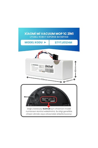 Xiaomi 1c Kapasite 2600mah Robot Süpürge Bataryası
