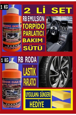 3 Lü Set Torpido Parlatıcı Süt Sülükon 1 Kg+lastik Parlatıcı 1 Kg + 2 Ad Uygulama Süngeri