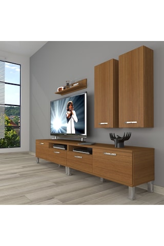 Decoraktiv Eko 5200d Slm Krom Ayaklı Tv Ünitesi Tv Sehpası Ceviz