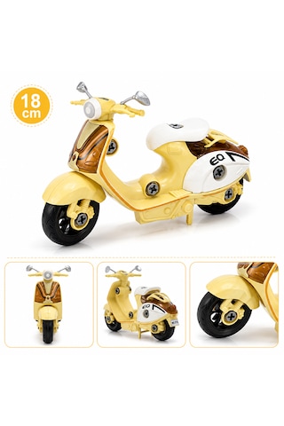 18 Cm Vespa Görünümlü Oyuncak Scooter Krem