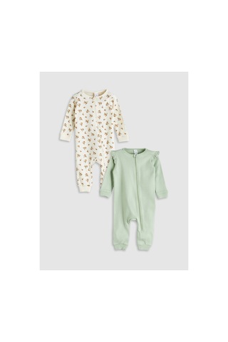 Alıta Cıty Farkıyla Lcw Baby Ekru Oval Yaka Çiçekli Kız Bebek Tulum 2'li - 940159377