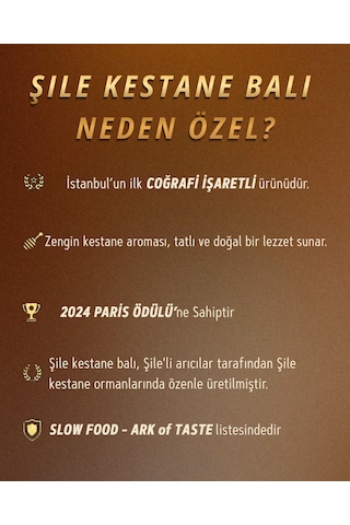 Ödüllü Şile Kestane Balı 750 G 2024 Paris Lezzet Ödüllü İstanbul Şile Coğrafi İşaretli