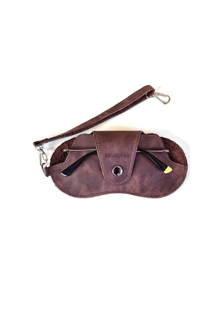 Bouscrab Gerçek Deri Özel Tasarım Gözlük Kılıfı Acı Kahverengi