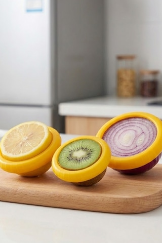 Thentech Kesik Meyve Sebze Saklama Kabı Silikon Streç Kapak Limon Tasarımlı Hava Almaz Koruyucu Diğer