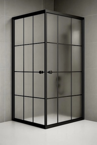 Durul Duşakabin Kare Siyah Çizgi Buzlu Siyah