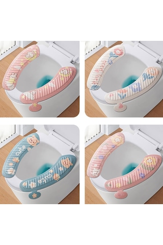 Sones Eva Yapışkanlı Tuvalet Pedi Dört Mevsim Evrensel Karikatür Sevimli Su Geçirmez Tuvalet Stickerı, Stil: Pembe Ay Tavşanı