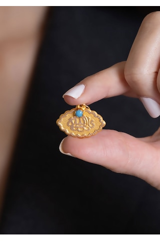 14 Ayar Altın Maşallah Kolye Ucu 1,8 Cm Sarı Altın