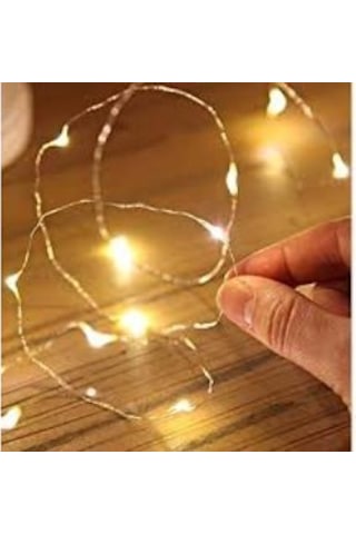 Şeffaf Kablolu Gün Işığı Sarı Renk Pilli Peri Led Işık 5  Metre