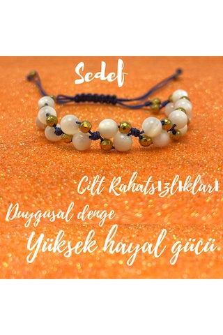 Yıldız Doğal Taş 6mm Ipli Beyaz Sedef Ayarlanabilir Ölçü Doğal Taş Bileklik Beyaz