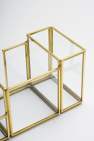 Kalemlik Cam Organizer Pirinç & Gold