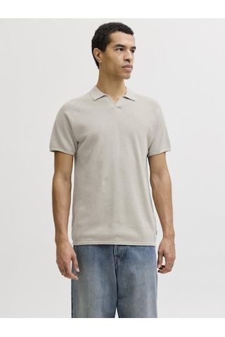 Jack & Jones Erkek Triko V Yaka Tisört- Hill - 12288251 Oatmeal