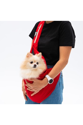 Pawstar Kırmızı Crossbody Küçük Irk Köpek Çapraz Taşıma Çantası