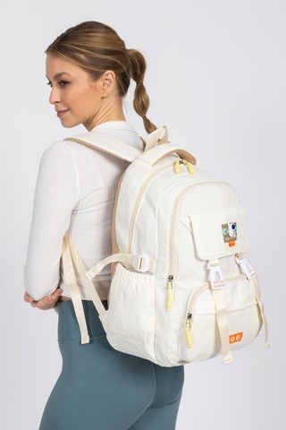 Krinkıl Kumaş, Suya Dayanıklı Ve Çok Gözlü Okul Sırt Çantası - Sarı Sarı