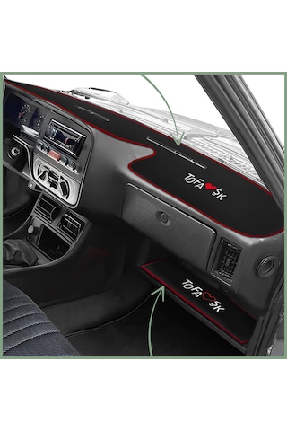 Tofaş Şahin Doğan Kartal Yüksek Torpido Siyah Koruma Halısı & Alt Sehpa Halısı Nakışlı Şık Tasarım Siyah