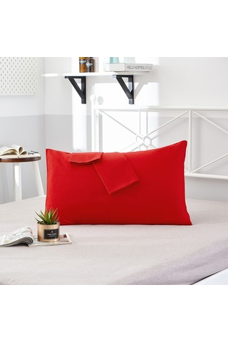 Suofeng Kırmızı Tek Kişilik Yastık Kılıfı 48x74 Cm - Otel & Ev Kullanıma Uygun 40 Nehir 13372 Saf Renk - Dayanıklı Ve Konforlu İki Adet Set Diğer